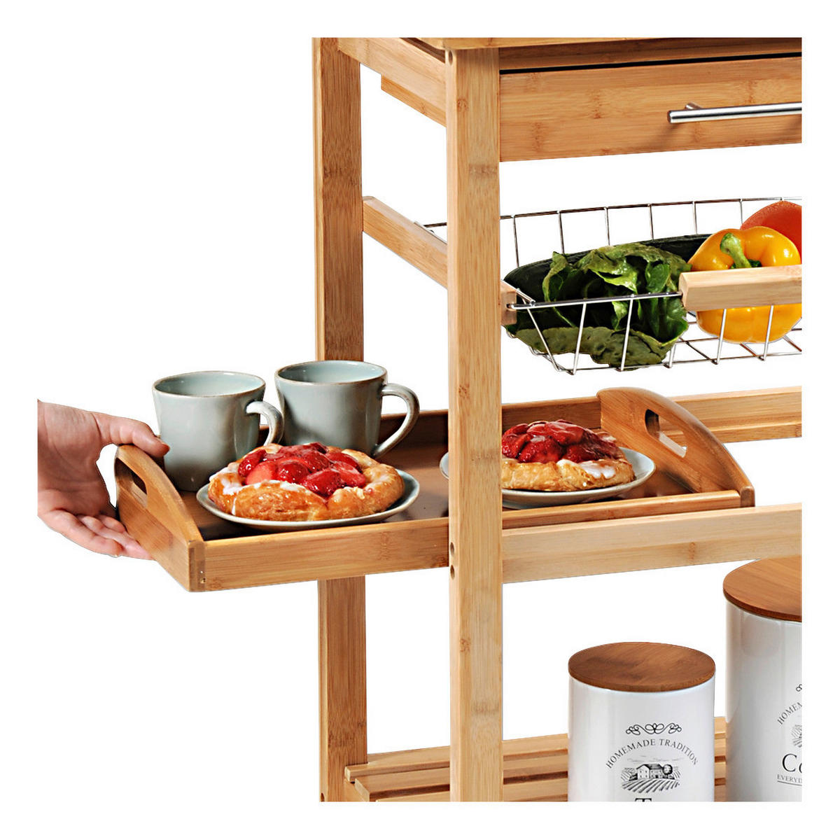 Kesper Küchenwagen natur Holz B/H/T: ca. 49x81x38 cm Küchenwagen - natur (49,00/81,00/38,00cm) - Kesper