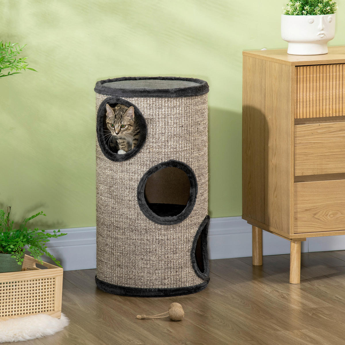 PawHut Tier-Zubehör grau Polypropylen B/H/L: ca. 38x38x70 cm Kratztonne - grau (70,00/38,00/38,00cm) - PawHut