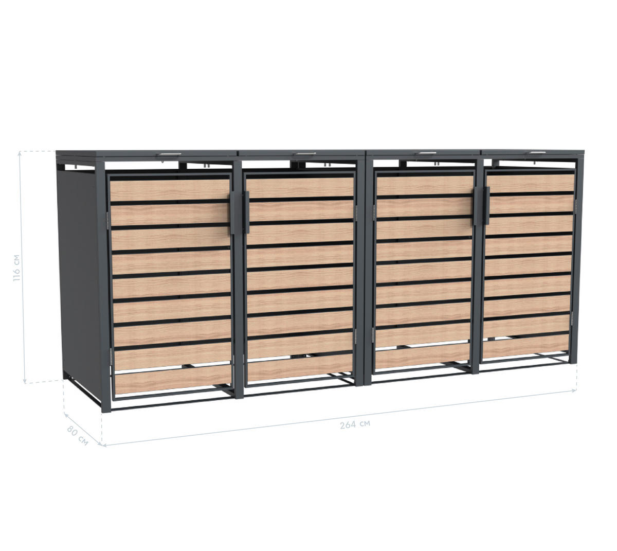 Westmann Mülltonnenbox Lacina braun B/H/L: ca. 264x116x80 cm Lacina - braun (80,00/264,00/116,00cm) - Westmann