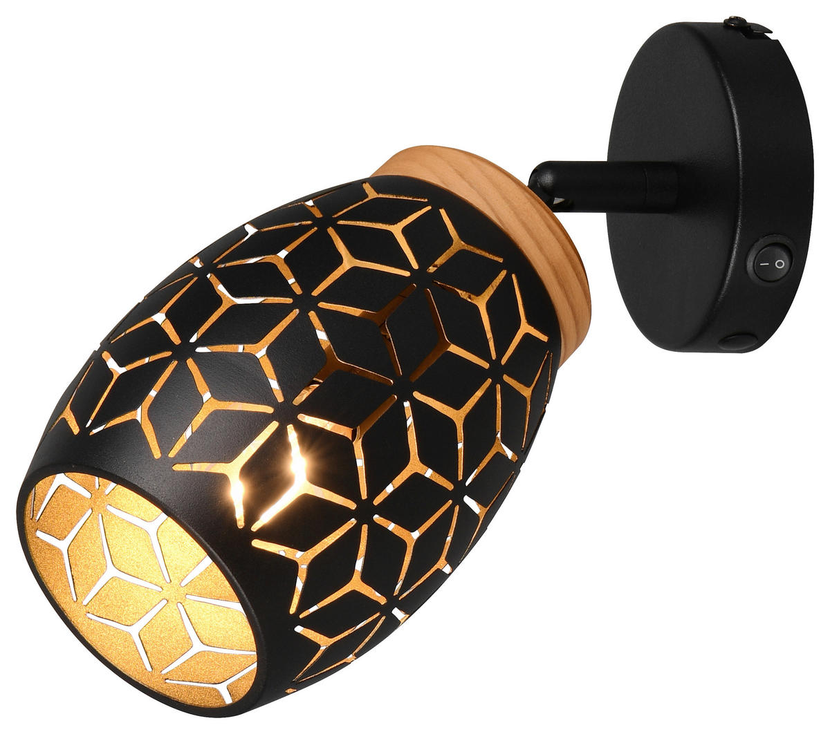 Reality Leuchten Spots schwarz gold Metall B/H: ca. 12x27 cm E14 1 Brennstellen Spot_Bidar_1 - gold/schwarz (12,00/27,00cm) - Reality Leuchten