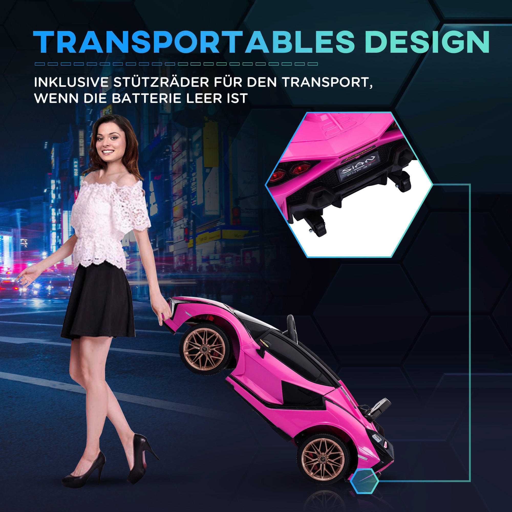 HOMCOM Kinder-Elektroauto rosa B/H/L: ca. 62x40x108 cm Kinder-Elektroauto - rosa (108,00/62,00/40,00cm) - HOMCOM