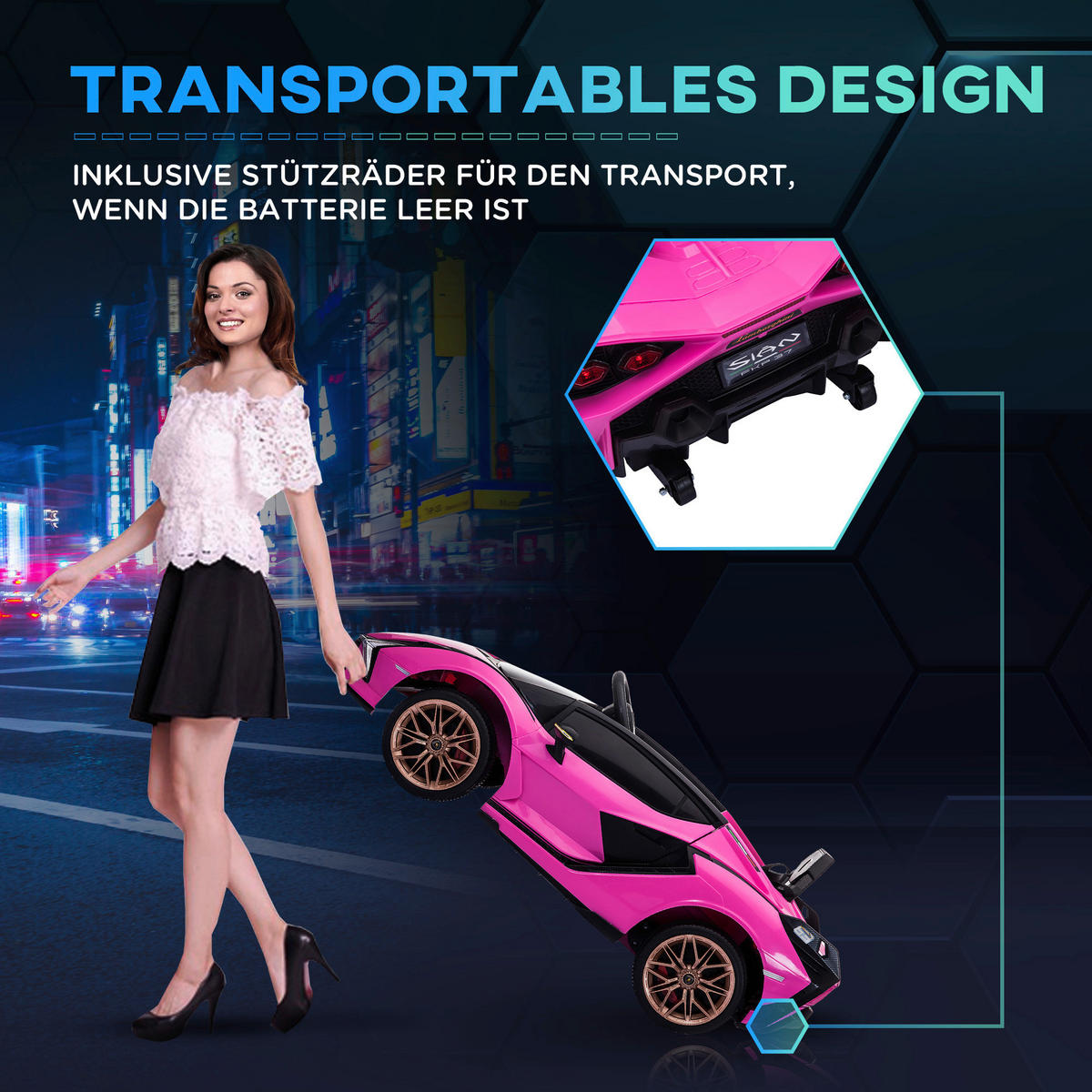HOMCOM Kinder-Elektroauto rosa B/H/L: ca. 62x40x108 cm Kinder-Elektroauto - rosa (108,00/62,00/40,00cm) - HOMCOM