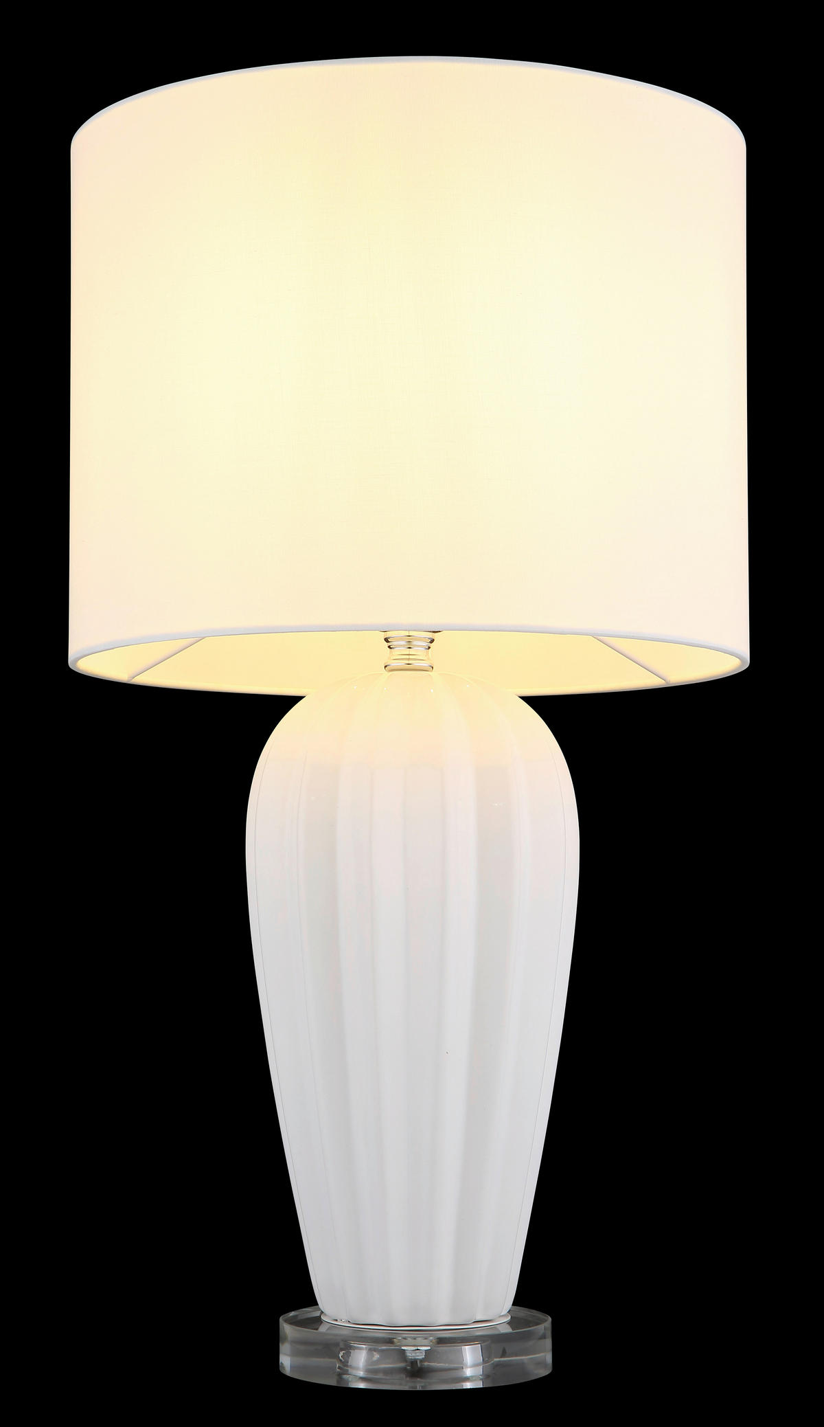 GLOBO Tischleuchte IRINA 24145W klar weiß Chrom Kunststoff Keramik Metall H/D: ca. 59x35 cm E27 1 Brennstellen IRINA - klar/weiß (35,00/59,00cm) - GLOBO