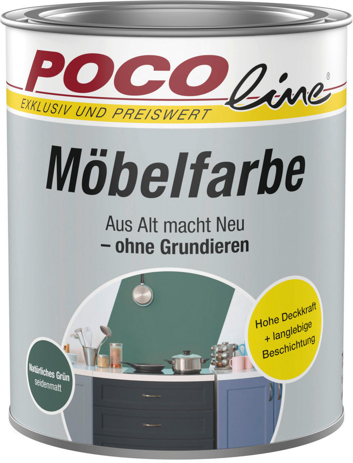POCOline Buntlack natürliches grün ca. 0,75 l Möbelfarbe 750ml grün - natürliches grün (750ml) - POCOline