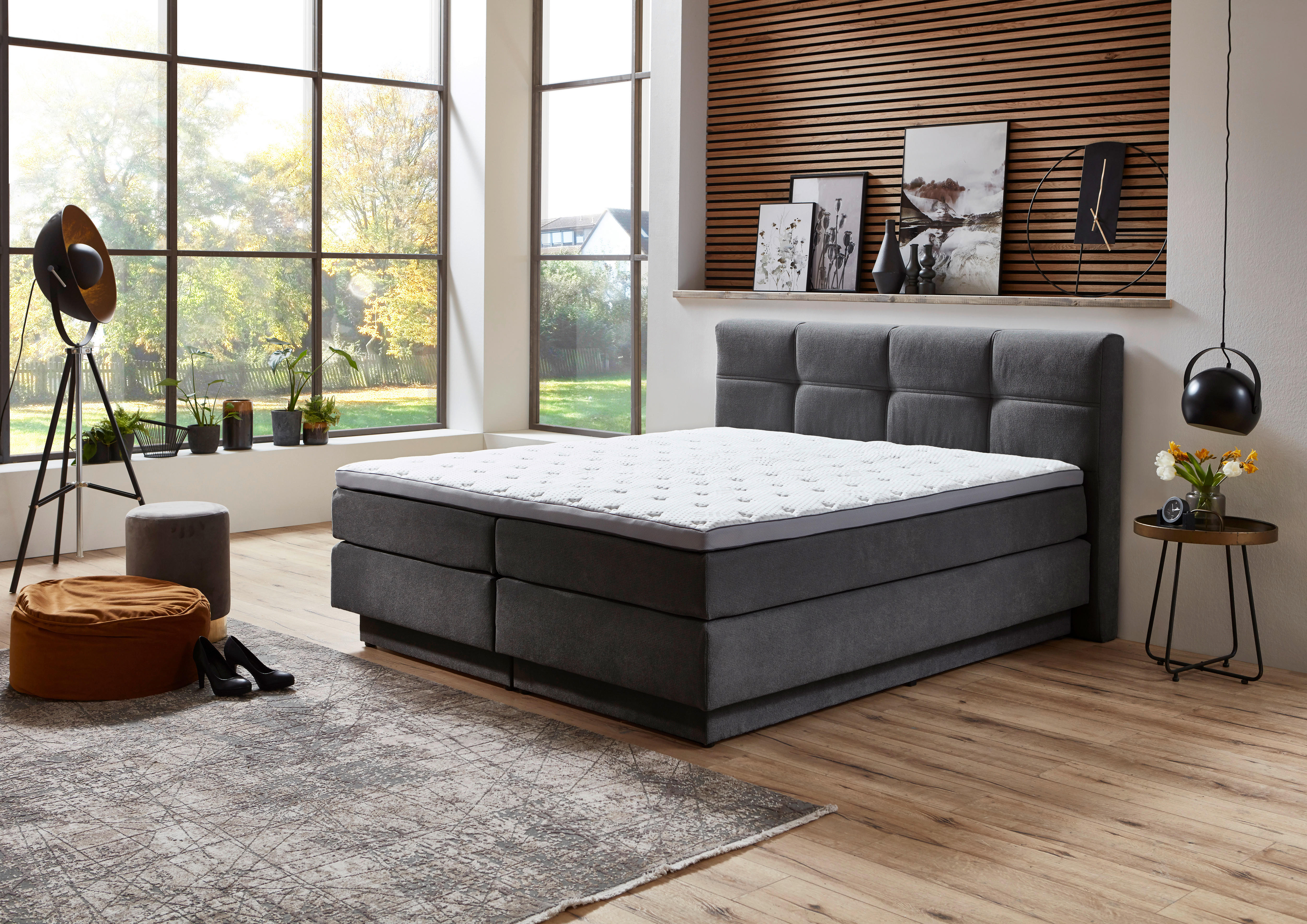 Boxspringbett Portage grau Liegefläche B/L: ca. 180x200 cm Portage - grau (188,00/62,00/217,00cm)