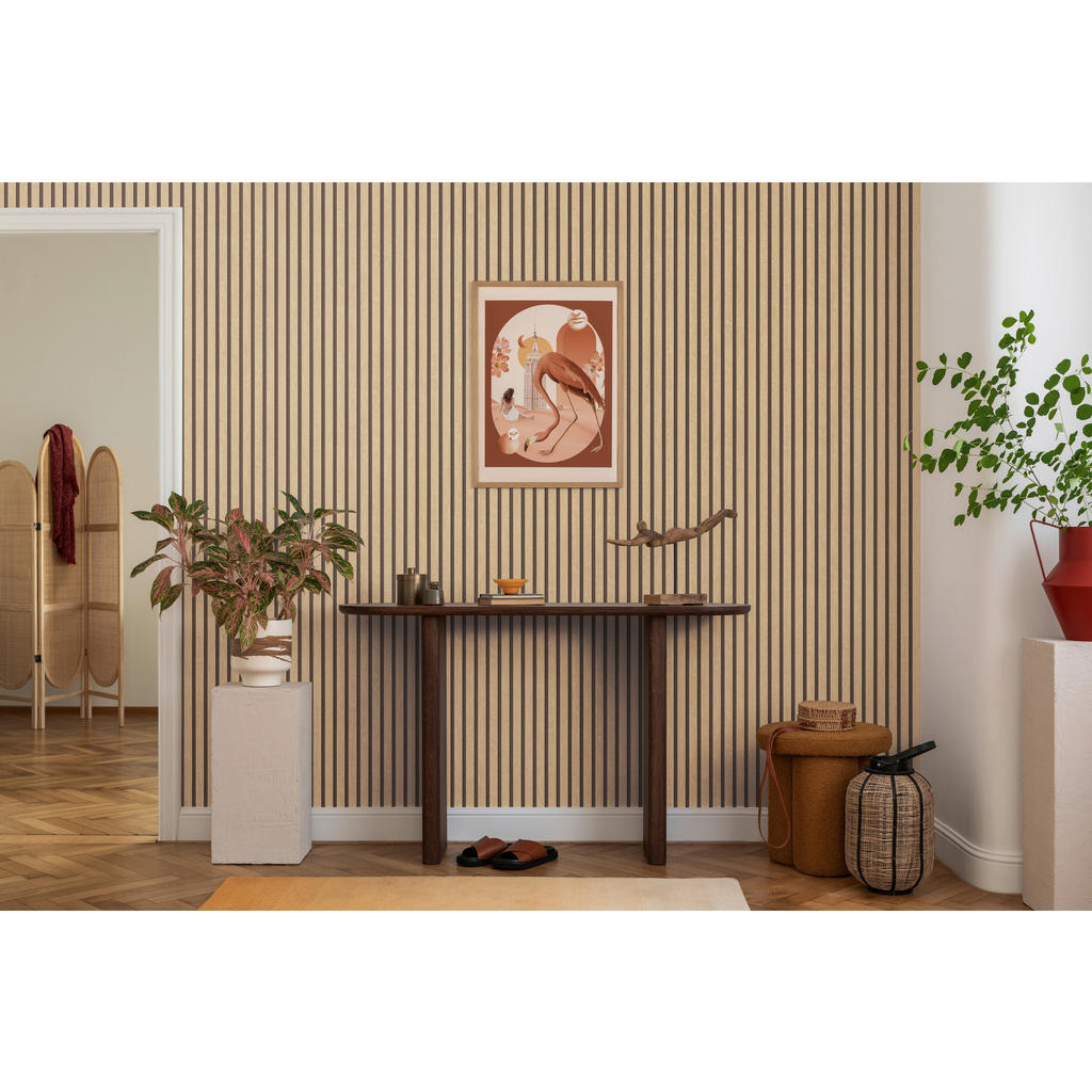 Thumbnail - Vliestapete Akustikpaneel hellbraun B/L: ca. 53x1005 cm