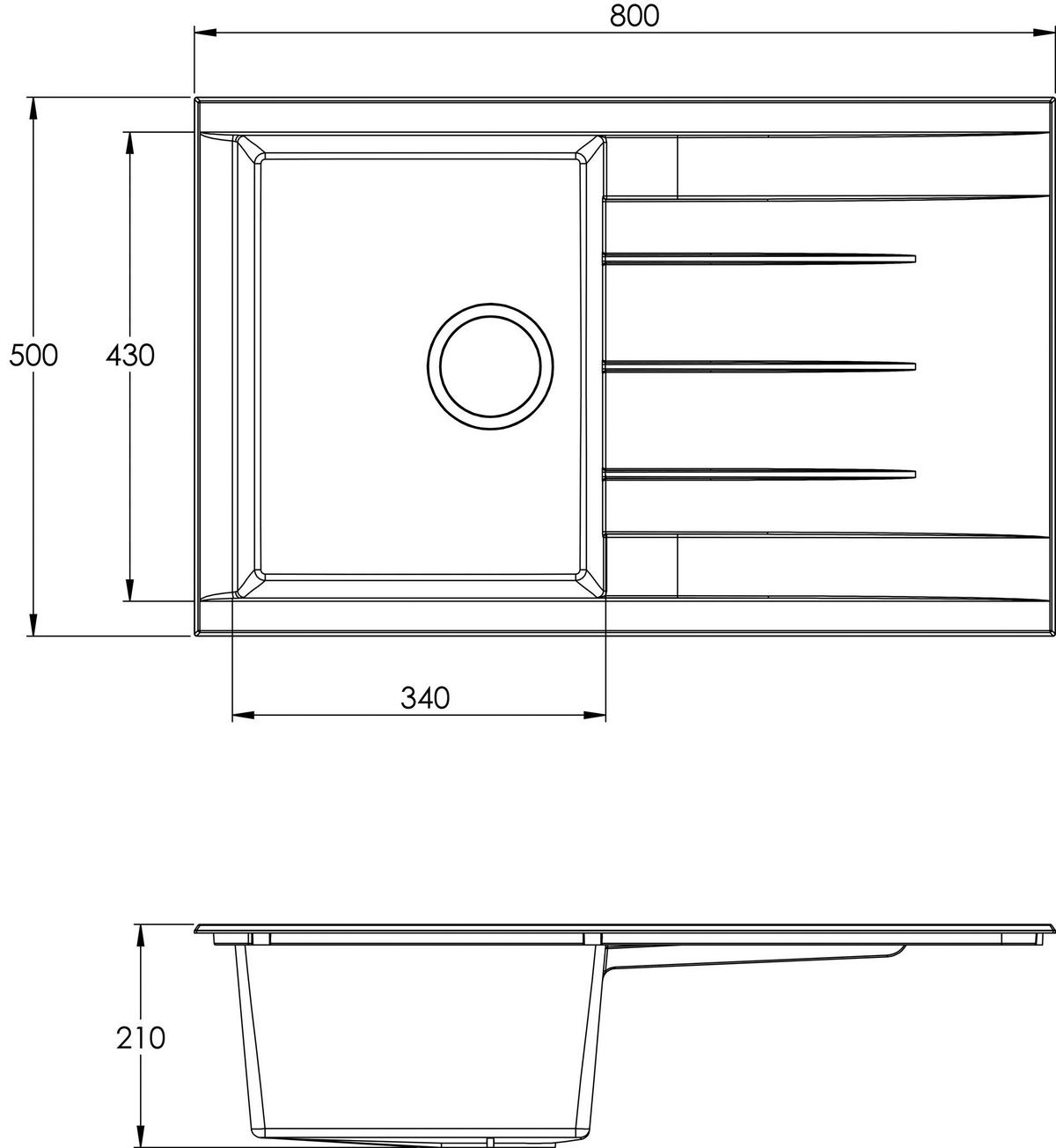 Respekta Einbauspüle Houston 80 x 50 W weiß Mineralite B/H/T: ca. 80x21x50 cm Houston 80 x 50 W - weiß (80,00/21,00/50,00cm) - Respekta