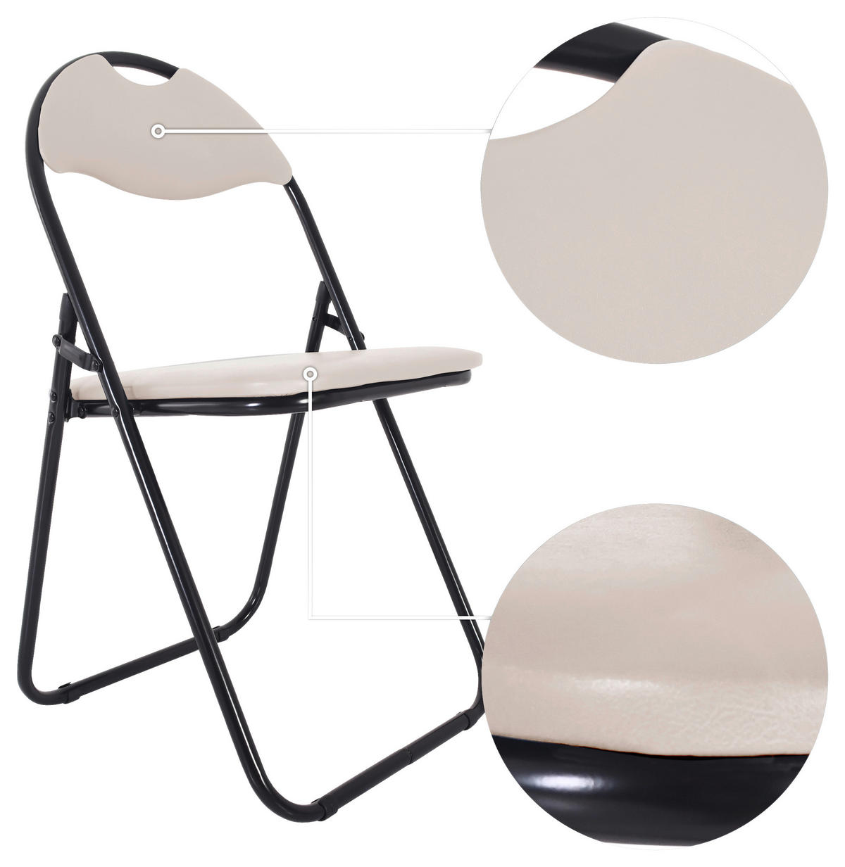 Klappstuhl Ben Cappuccino Kunstleder B/H/T: ca. 45x81x38 cm Ben - schwarz/Cappuccino (45,00/81,00/38,00cm)