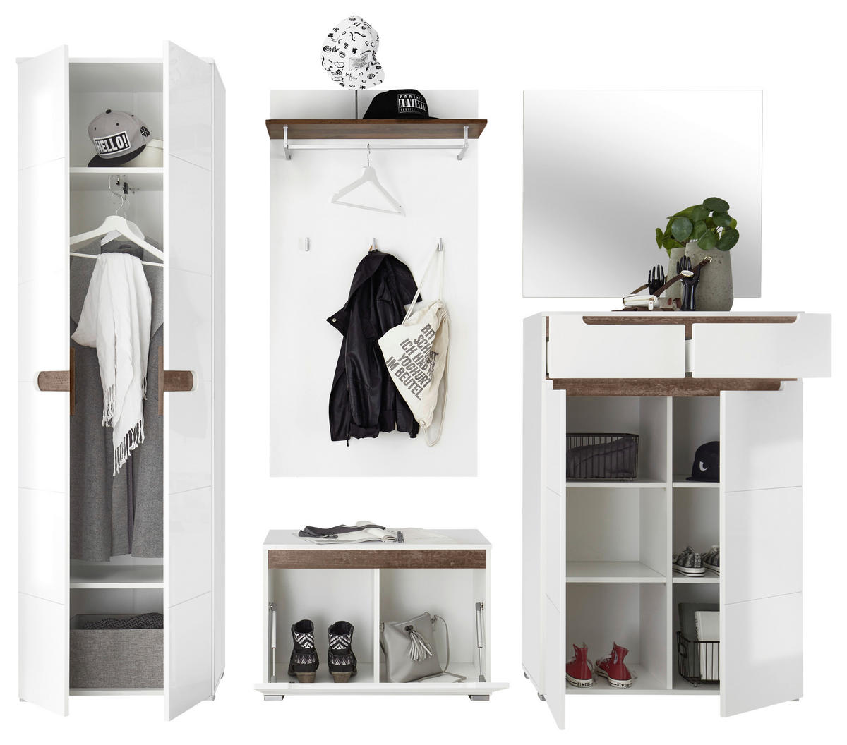 Sitzbank Turin weiß weiß Hochglanz Old Wood Nachbildung B/H/T: ca. 70x49x40 cm Turin - weiß (70,00/49,00/40,00cm)