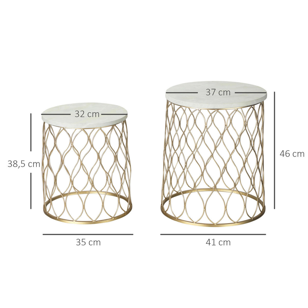 Outsunny Gartentisch Gartentisch - gold (41,00/41,00/46,00cm) - Outsunny