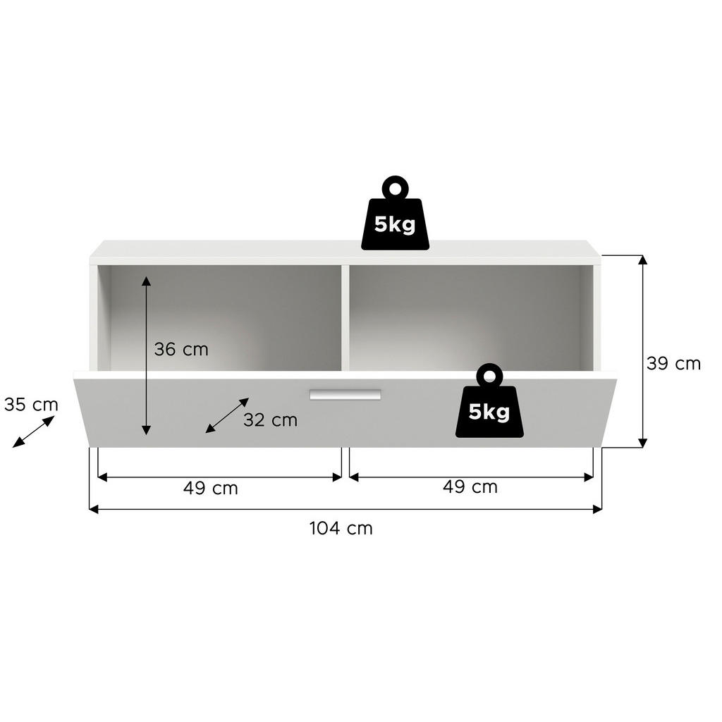 Thumbnail - Garderobenschrank VAGA weiß B/H/T: ca. 104x39x36 cm
