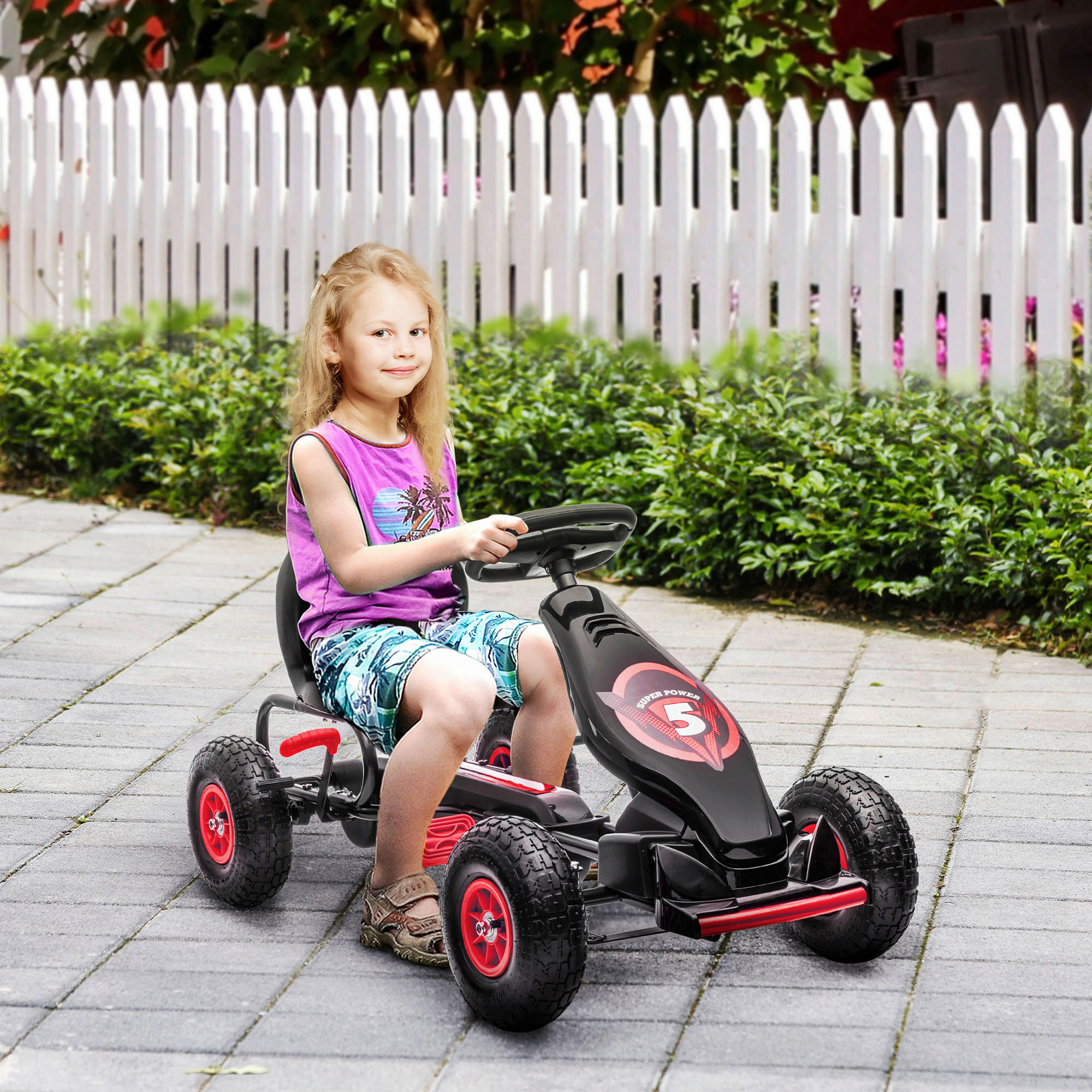 HOMCOM Kinder-Fahrzeug rot B/H/L: ca. 58x121x61 cm Go_Kart - rot/schwarz (61,00/58,00/121,00cm) - HOMCOM