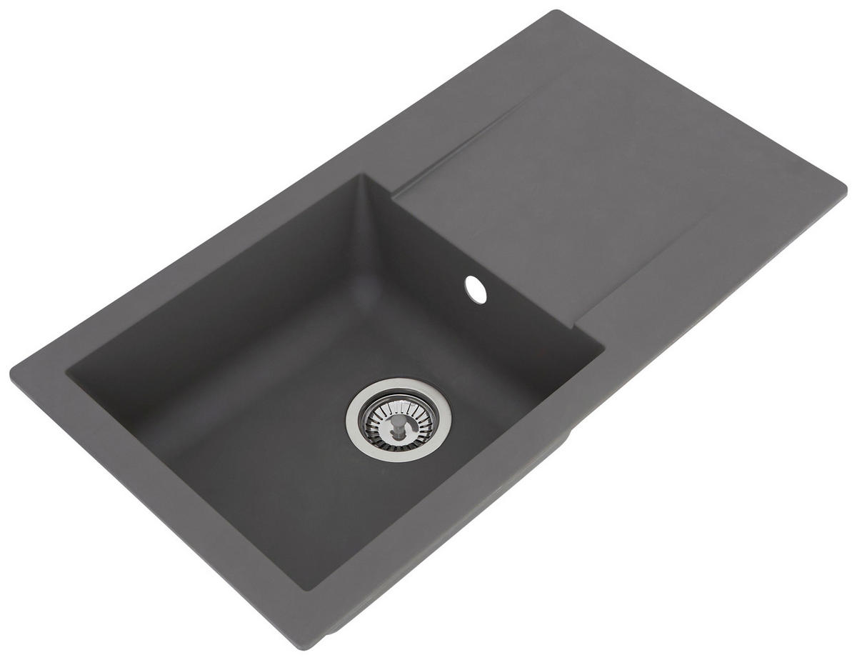 Respekta Einbauspüle Denver 78 x 44 G Beton grau Mineralite B/H/T: ca. 78x17x43,5 cm Denver 78 x 44 G - Beton/grau (78,00/17,00/43,50cm) - Respekta