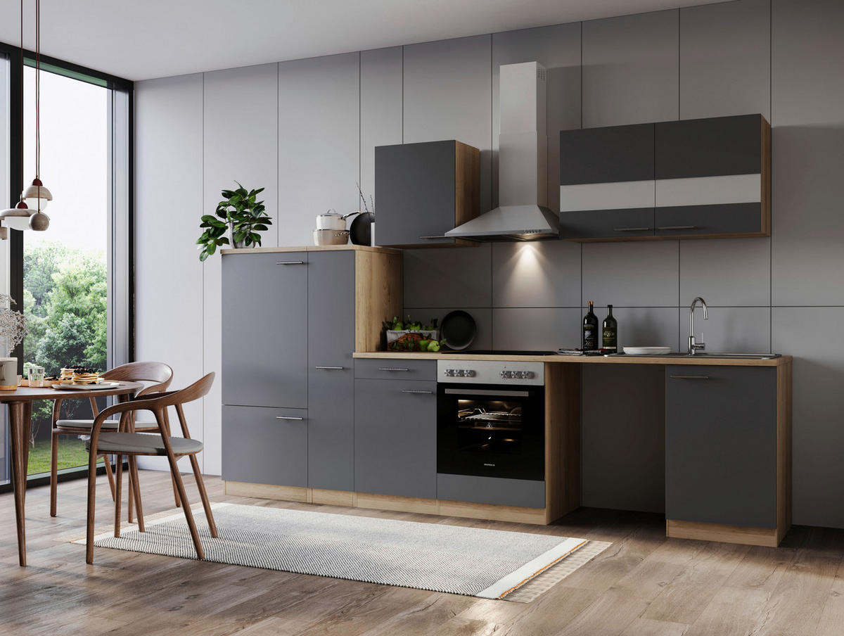 Respekta Küchenblock Merle grau B/H/T: ca. 310x200x60 cm Merle - Eiche/grau (310,00/200,00/60,00cm) - Respekta