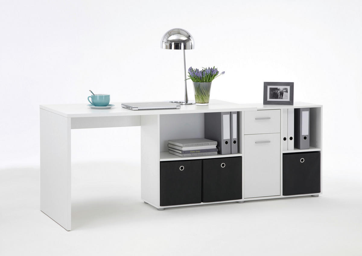 Schreibtisch  weiß B/H/T: ca. 136x74x66,5 cm Lexo_Schreibtisch 353-001 - weiß (136,00/74,00/66,50cm)