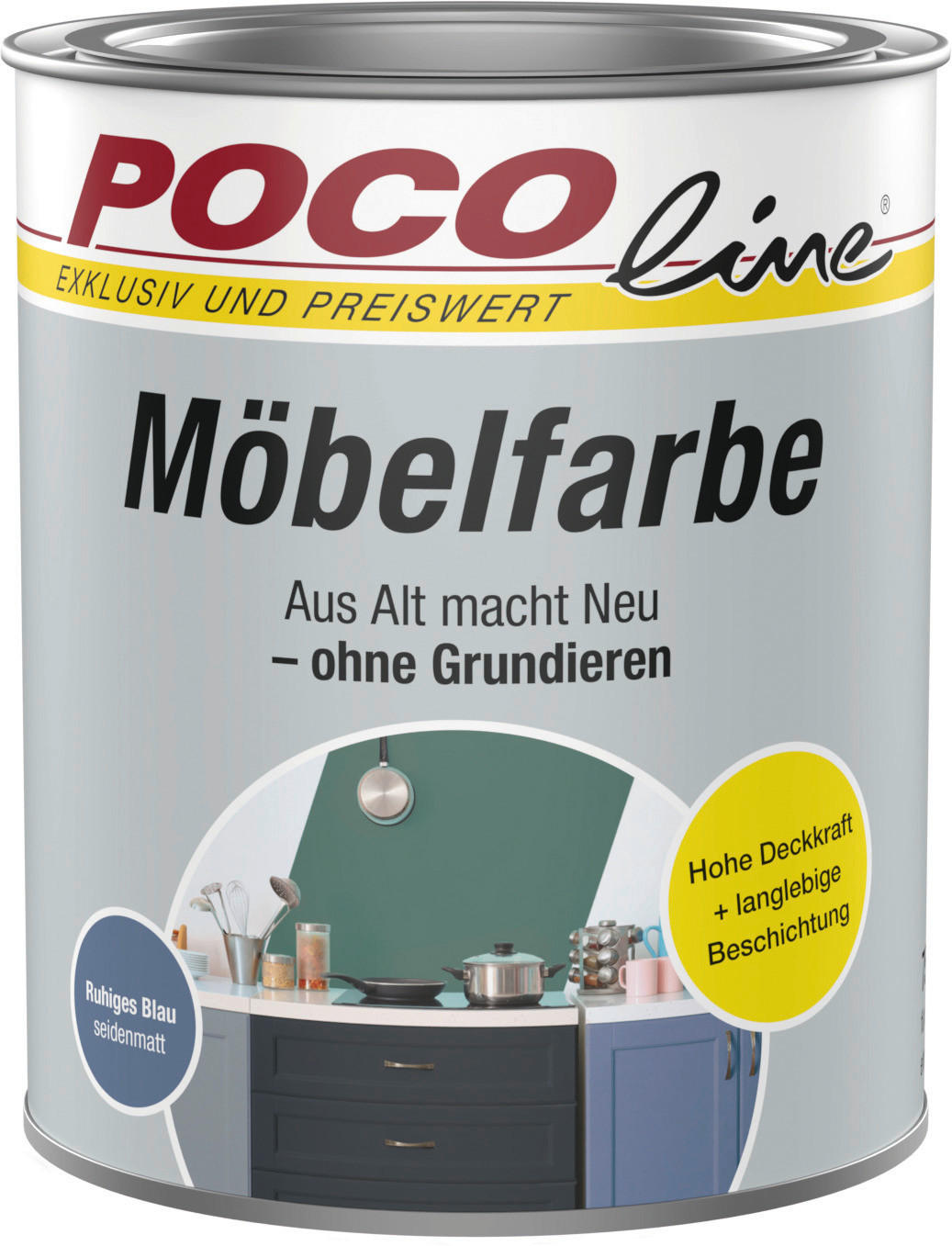 POCOline Buntlack ruhiges blau ca. 0,75 l Möbelfarbe 750ml blau - ruhiges blau (750ml) - POCOline