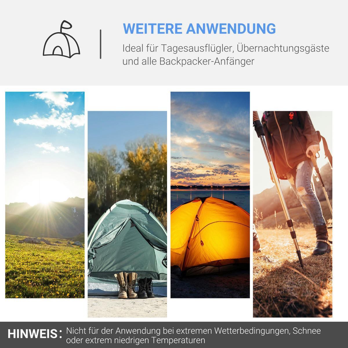 Outsunny Campingartikel B/H/L: ca. 206x426x154 cm Campingzelt - hellblau (154,00/206,00/426,00cm) - Outsunny