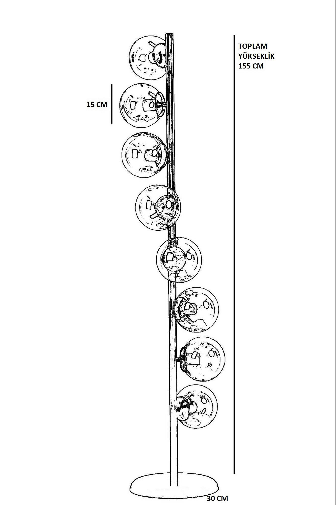 Opviq Stehleuchte gold Glas Metall B/H/L: ca. 30x155x30 cm E27 8 Brennstellen Stehleuchte_8728-1 - gold (30,00/30,00/155,00cm) - Opviq