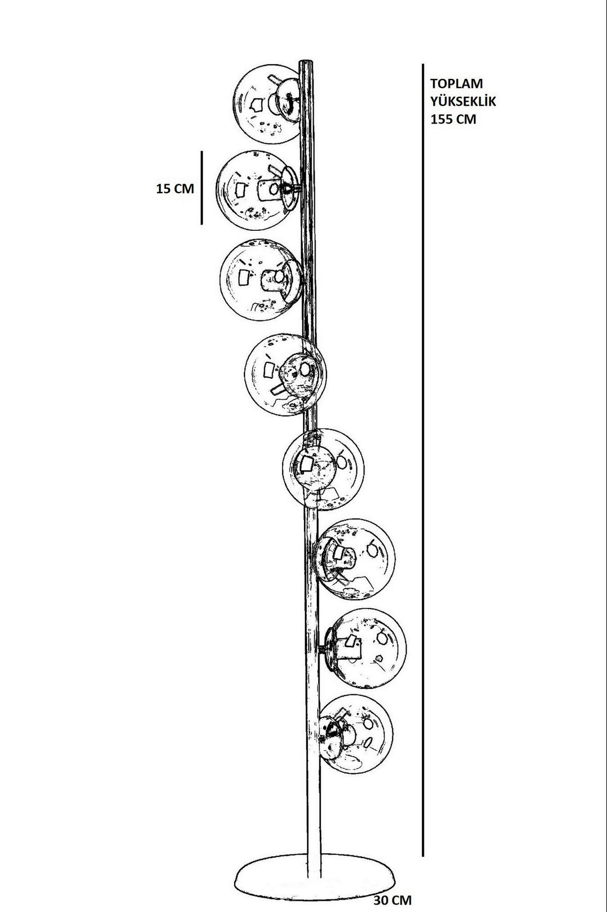 Opviq Stehleuchte gold Glas Metall B/H/L: ca. 30x155x30 cm E27 8 Brennstellen Stehleuchte_8728-1 - gold (30,00/30,00/155,00cm) - Opviq