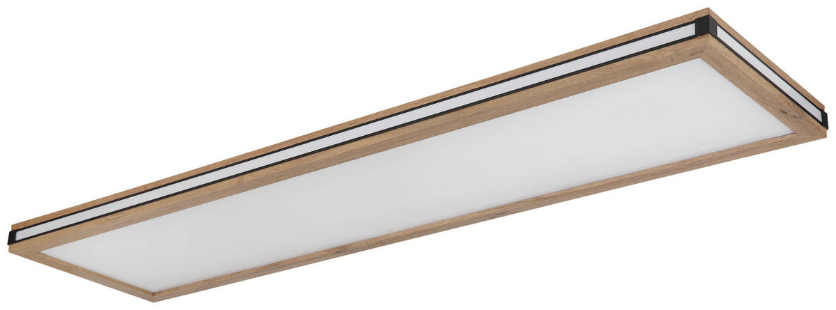 GLOBO LED-Deckenleuchte weiß dunkelbraun mattschwarz MDF Metall Kunststoff B/H/T: ca. 30x7,5x120 cm CARLA - dunkelbraun/weiß (30,00/7,50/120,00cm) - GLOBO