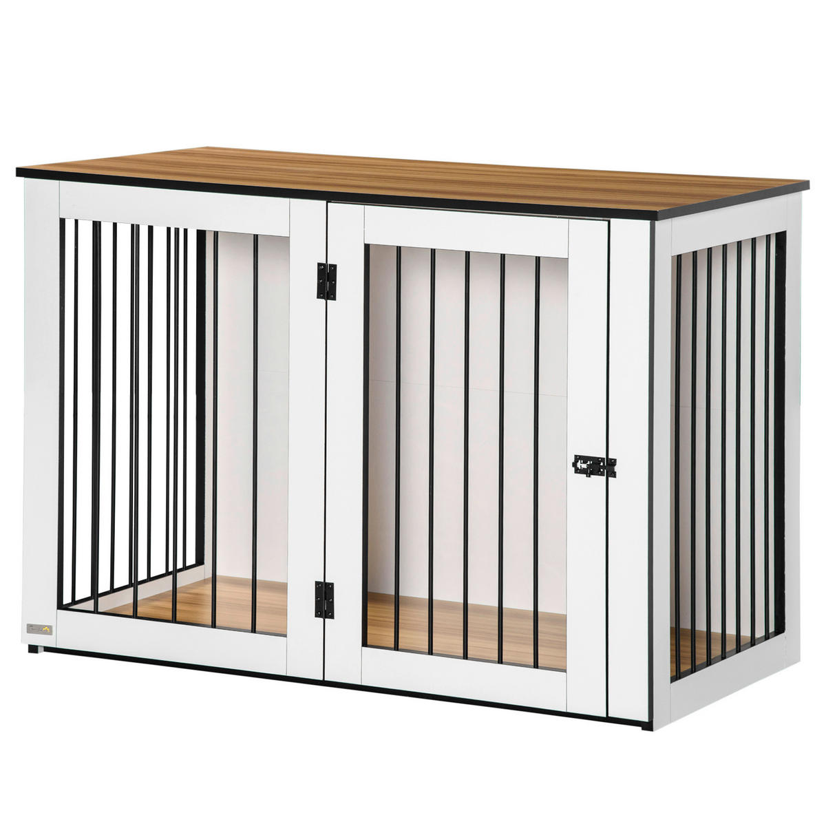 PawHut Hundekäfig weiß Spanplatte B/H/L: ca. 60x76x106 cm Hundekäfig - weiß/walnuss (106,00/60,00/76,00cm) - PawHut
