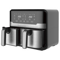 MASTERPRO Heißluftfritteuse Doppelbehälter BGMP-9178-BK silber Metall B/H/T: ca. 45x35,5x38 cm ca. 9 l Rocket duo 900 BGMP-9178-BK - schwarz/silber (45,00/35,50/38,00cm) - MASTERPRO