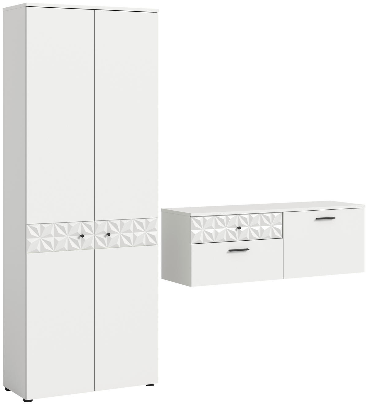 Garderobe Prisma weiß weiß Hochglanz B/H/T: ca. 195x192x34 cm Prisma - weiß (195,00/192,00/34,00cm) - xonox.home