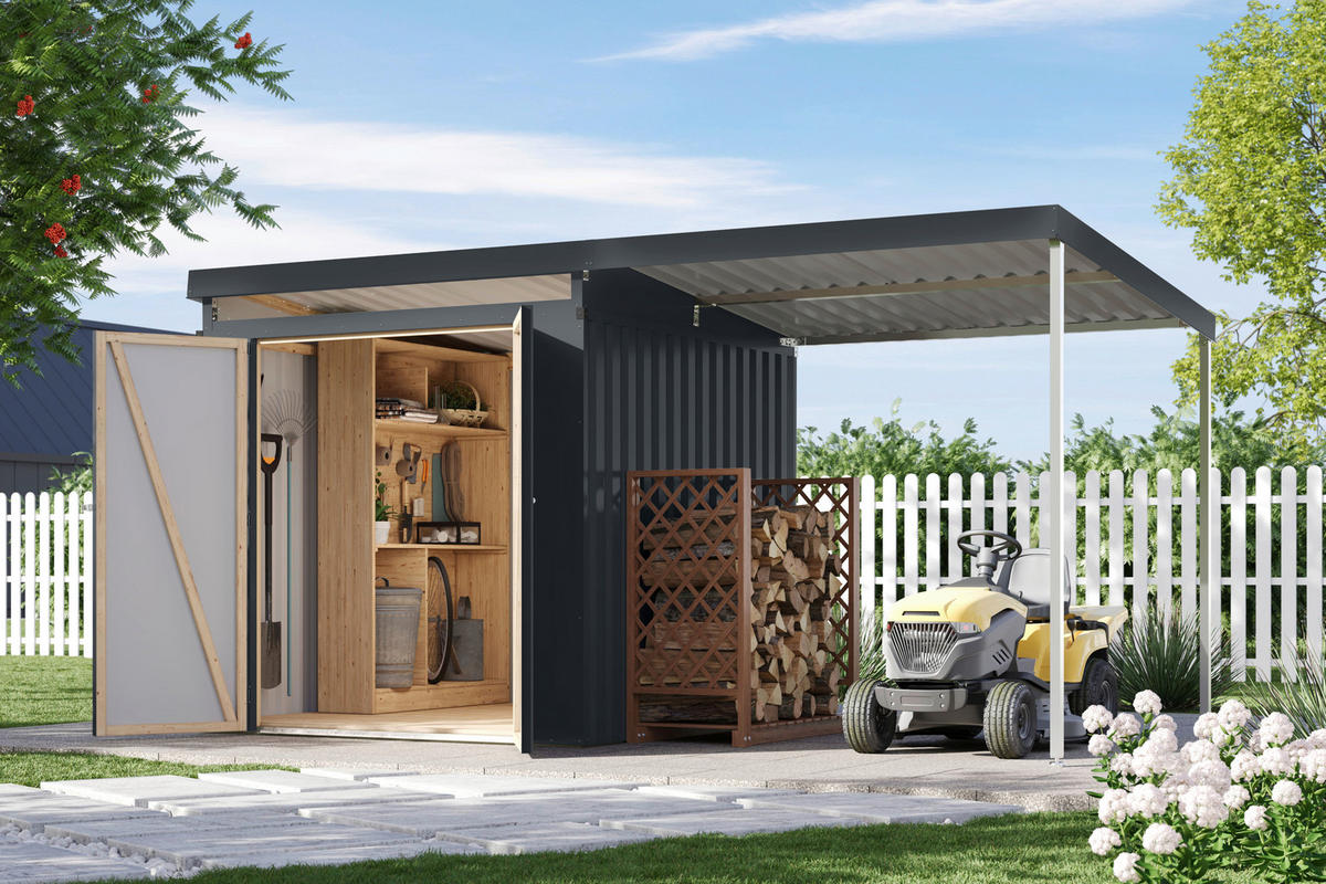 Karibu Gartenhaus Indra 2 anthrazit B/H/T: ca. 206x213x206 cm Indra 2 - anthrazit (206,00/213,00/206,00cm) - Karibu