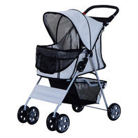 PawHut Hundewagen grau Polyester-Mischgewebe B/H/L: ca. 36x52x55 cm Hundewagen - schwarz/grau (55,00/36,00/52,00cm) - PawHut