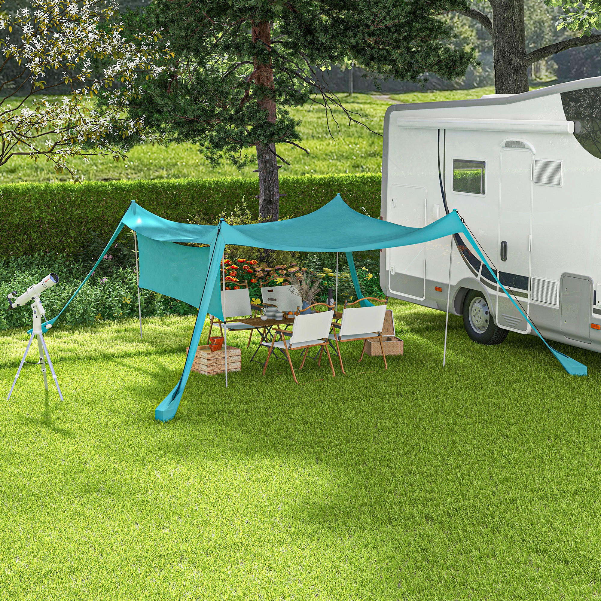 Outsunny Campingartikel B/H/L: ca. 300x300x200 cm Campingzelt - blau (200,00/300,00/300,00cm) - Outsunny
