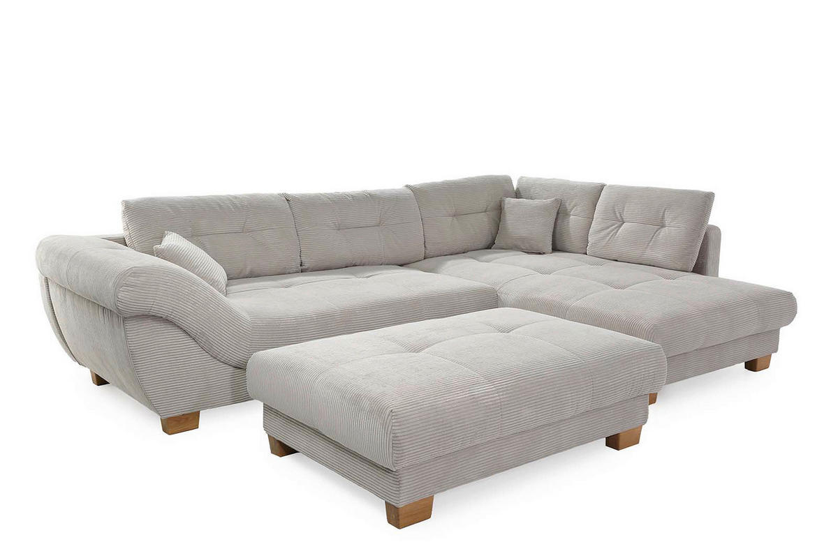 Ecksofa Greige Microfaser B/H/T: ca. 346x90x221 cm Siero_Ecksofa - Eiche/Greige (346,00/90,00/221,00cm)