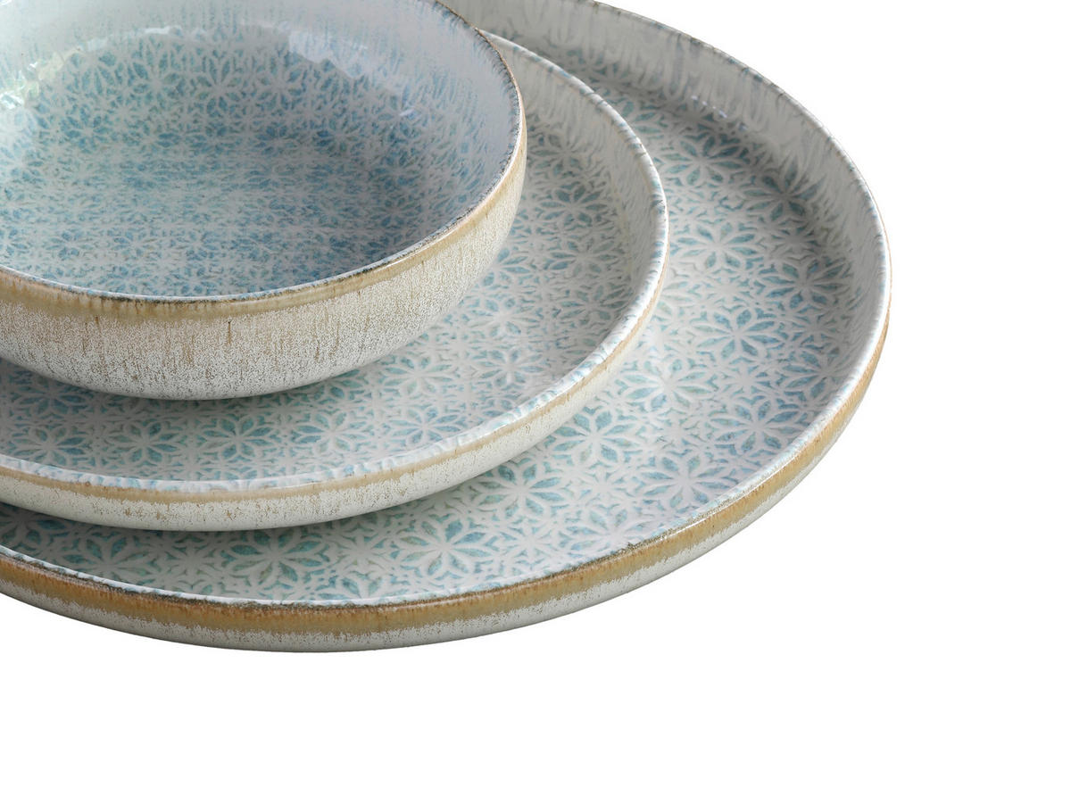 CreaTable Tafelservice Uno Emiliana blau Steinzeug 12 tlg. Uno Emiliana - blau - CreaTable