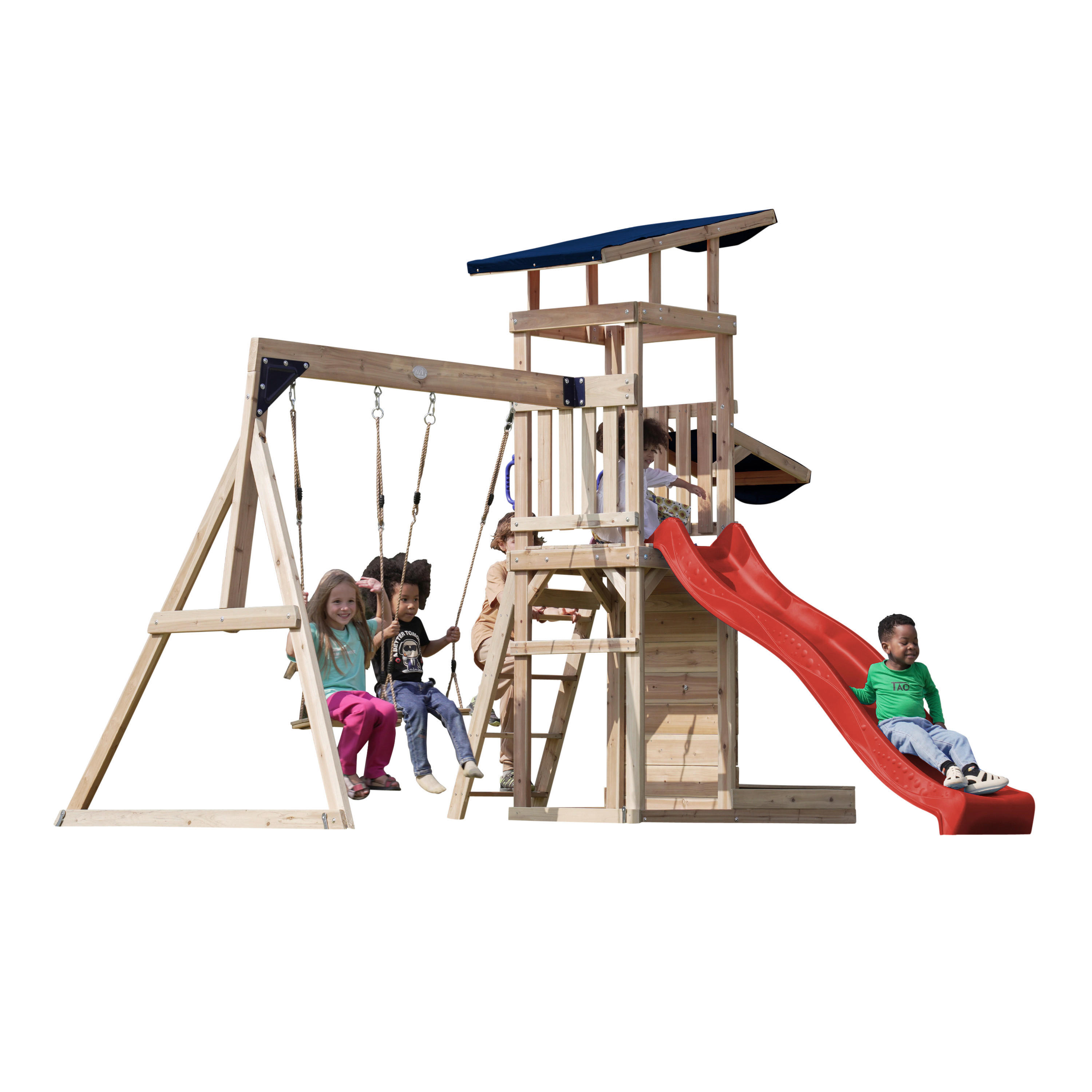 AXI Spielturm Malik rot B/H/L: ca. 345x270x336 cm Malik - braun/rot (336,00/345,00/270,00cm) - AXI