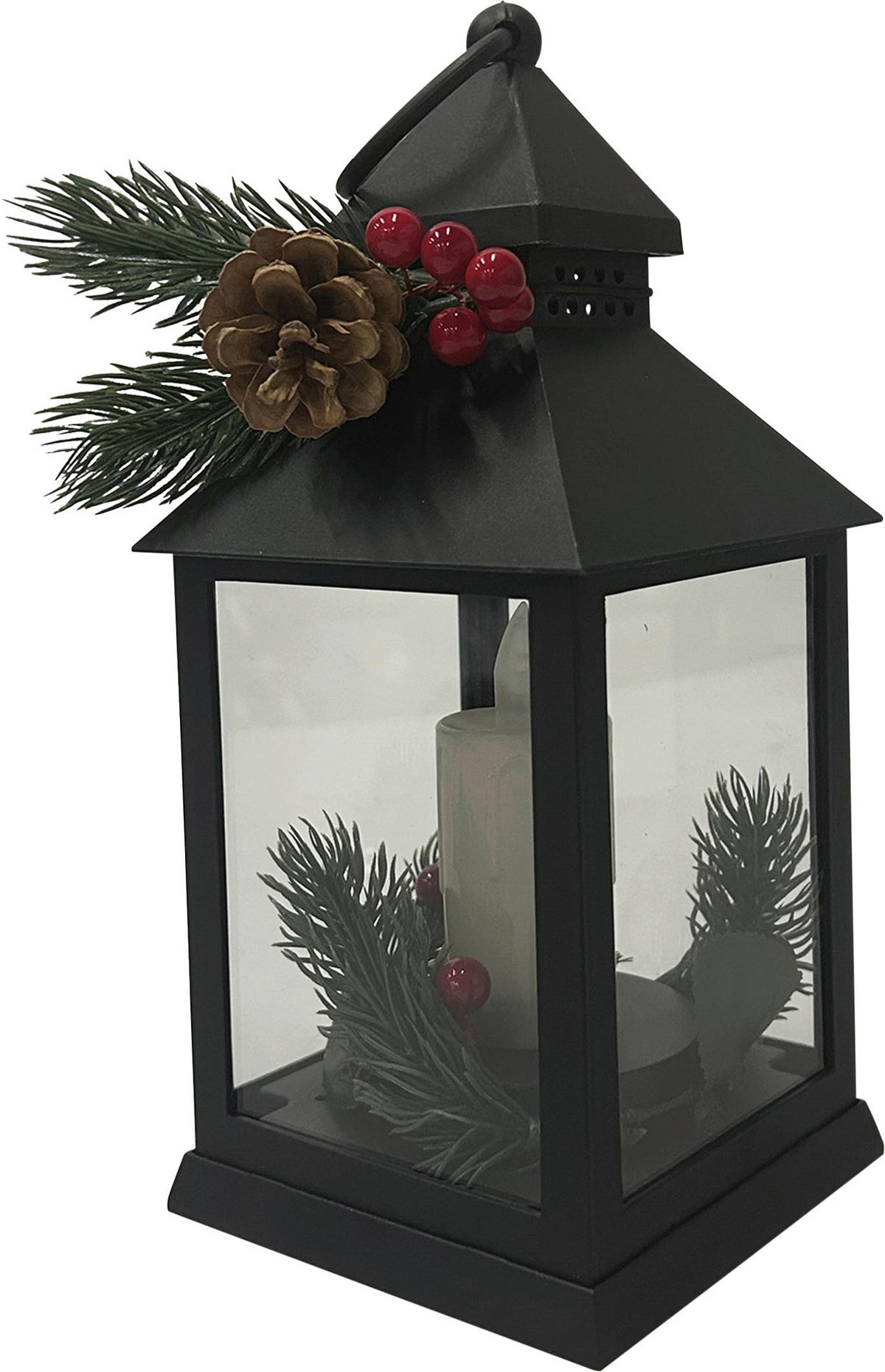 LED-Laterne schwarz Kunststoff LED-Laterne - schwarz