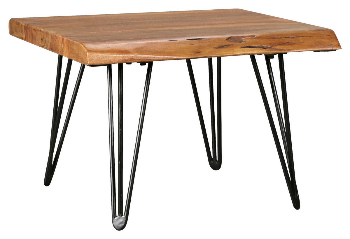 Couchtisch natur schwarz lackiert B/H/T: ca. 56x38x51 cm Couchtisch - natur/schwarz (56,00/38,00/51,00cm) - Wohnling