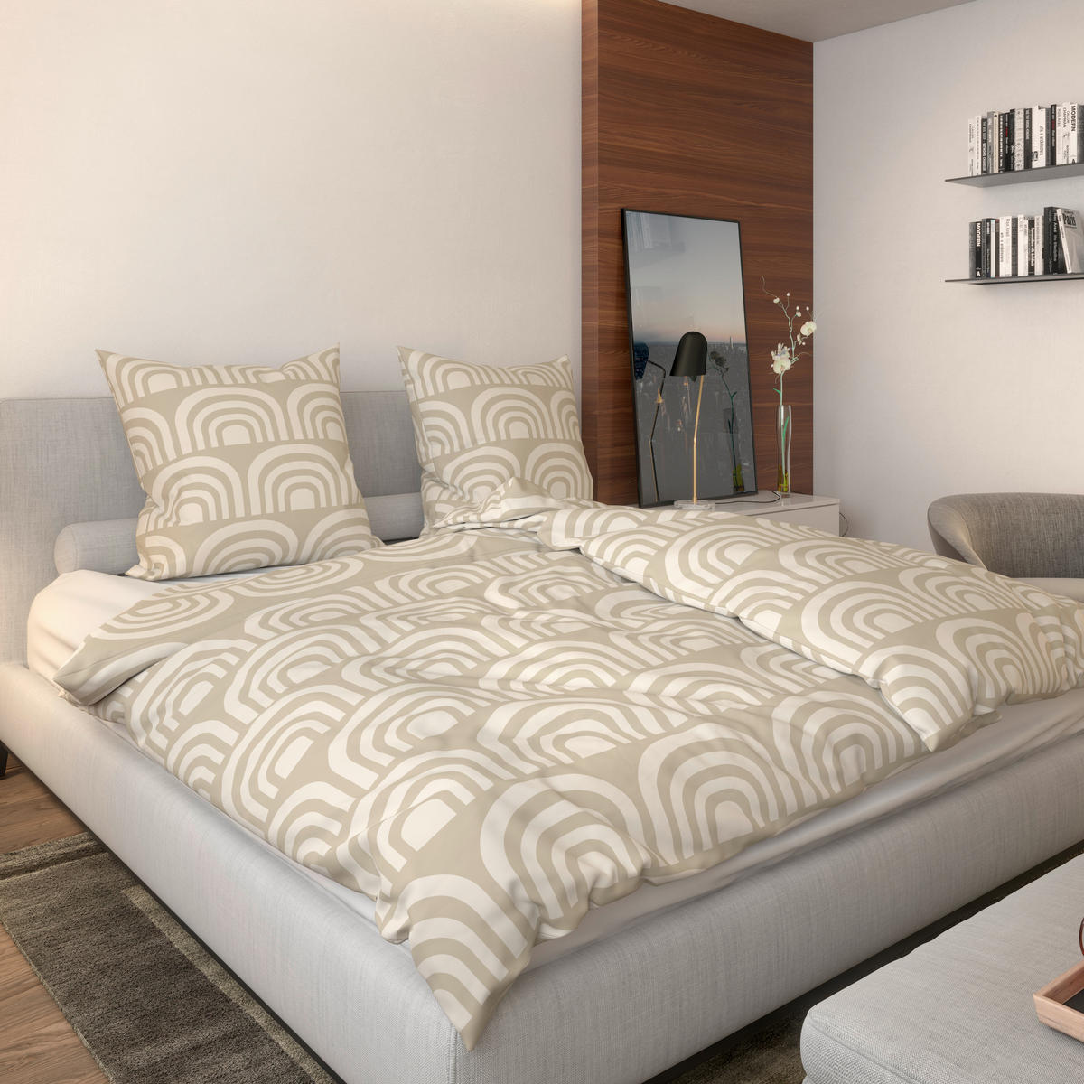 Baumwoll Bettwäsche Bettwäsche_Rainbow 135x200cm - beige/natur (135,00/200,00cm)