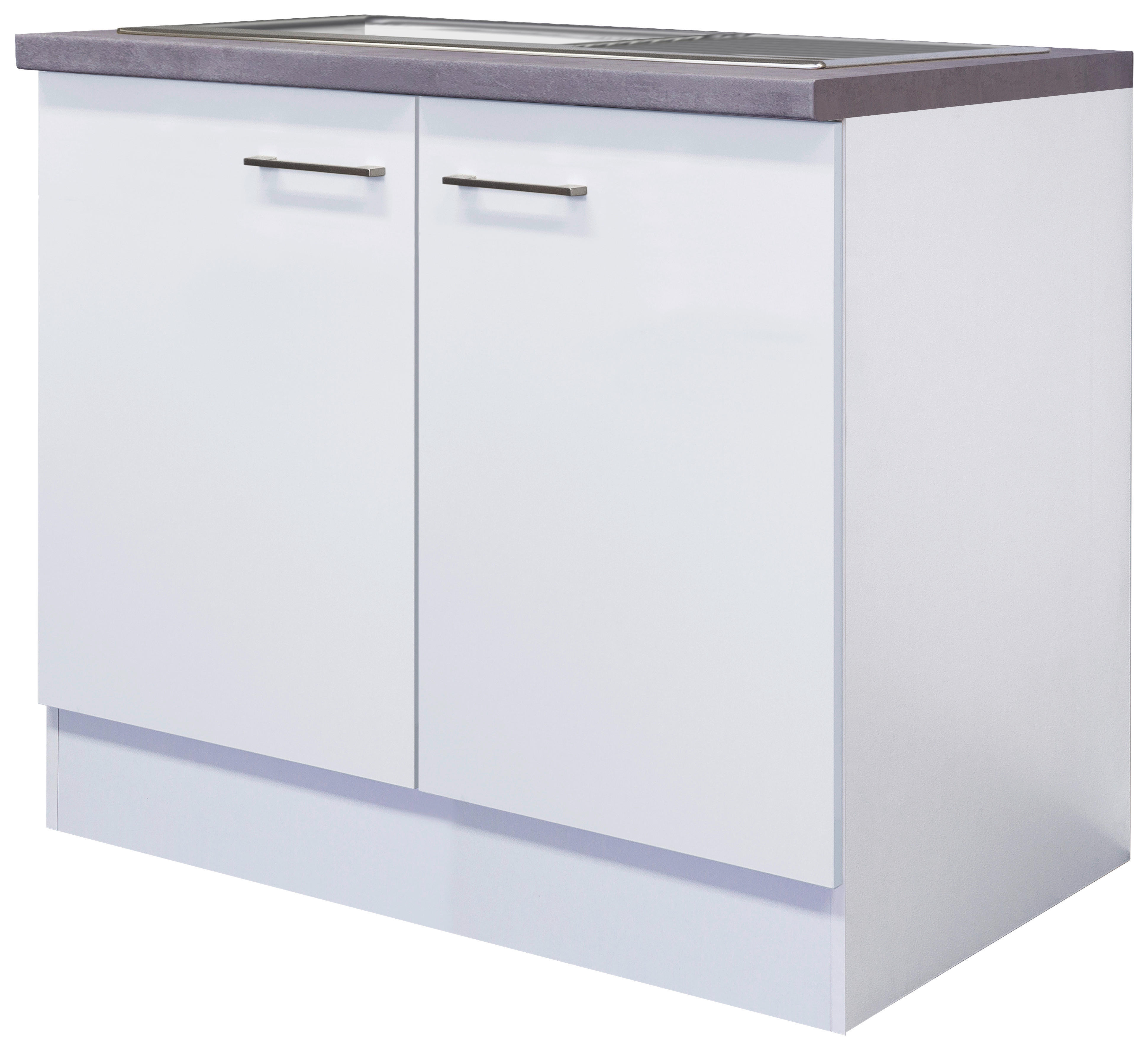 Spülenschrank Vita weiß matt B/H/T: ca. 100x86x60 cm Vita - Beton/weiß (100,00/86,00/60,00cm) - Flex-Well