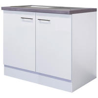 Spülenschrank Vita weiß matt B/H/T: ca. 100x86x60 cm Vita - Beton/weiß (100,00/86,00/60,00cm) - Flex-Well