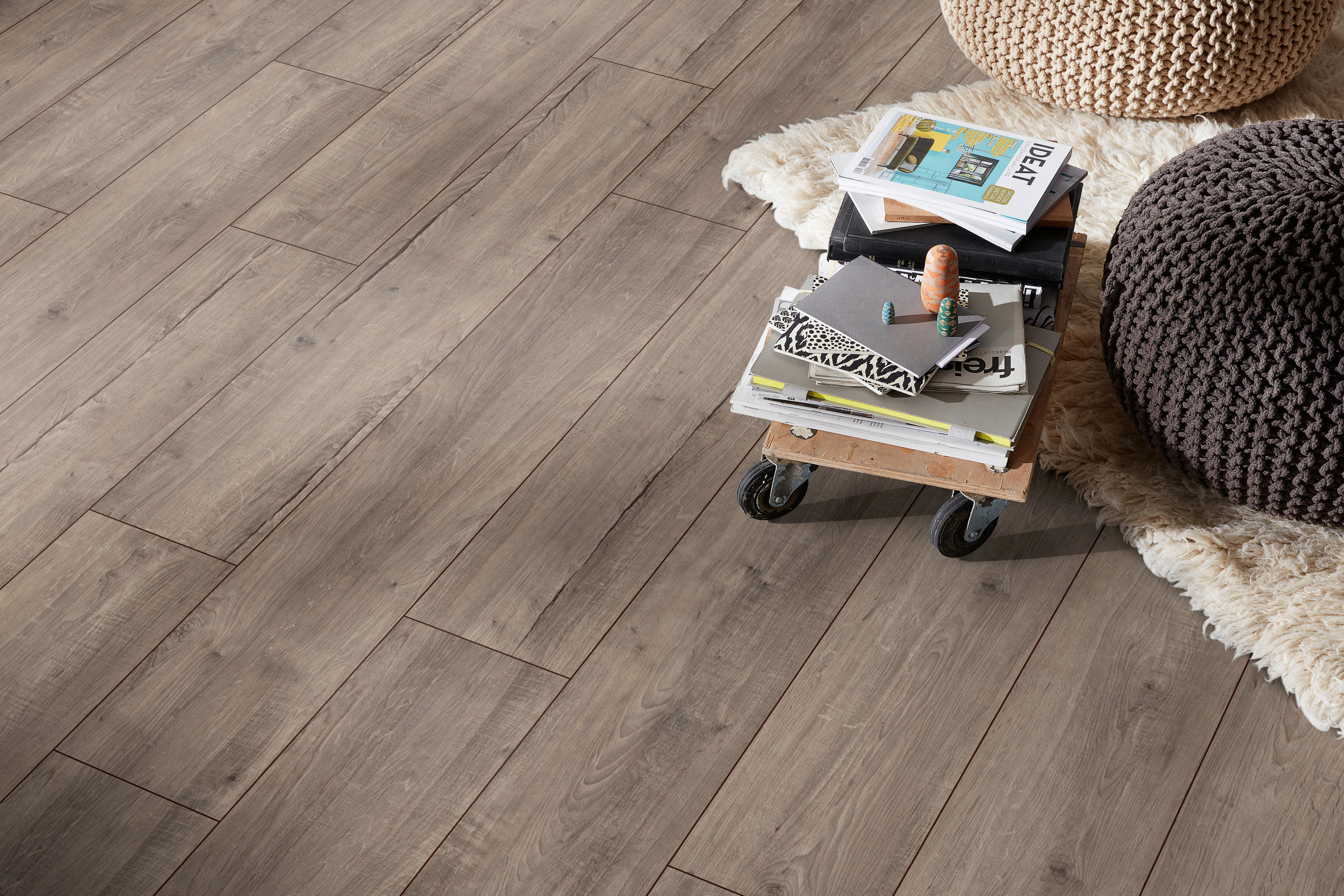 Kronotex Laminatboden Exquisit Plus ca. 2,694 m² im Paket  B/L: ca. 24,4x138 cm pro Paket Exquisit Plus ca. 2,694 m² im Paket - grau (24,40/138,00cm) - Kronotex