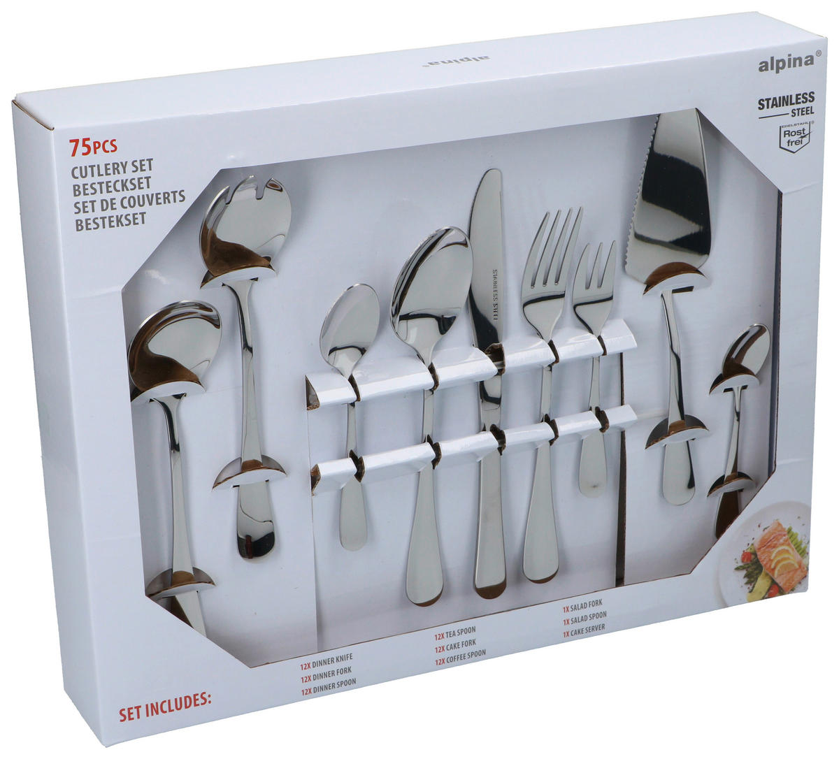 alpina Besteckset silber Edelstahl 75 tlg. Besteckset_75tlg. - silber (22,50/2,00/0,30cm) - Alpina