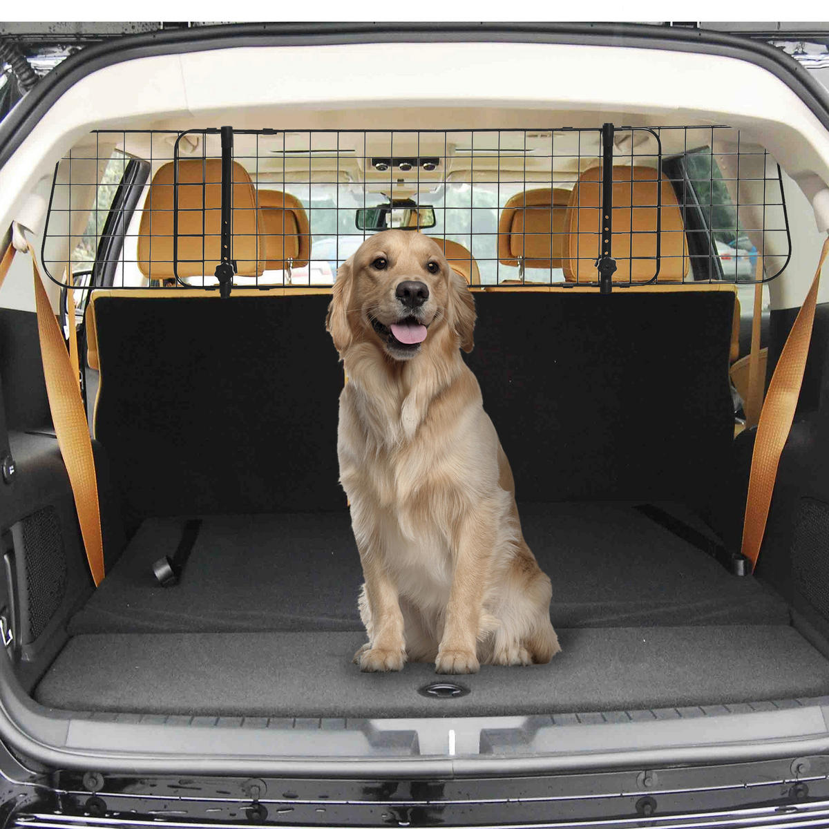 PawHut Hunde-Schutzgitter schwarz Kunststoff B/H/L: ca. 0,6x152x30 cm Auto_Hundeschutzgitter - schwarz (30,00/0,60/152,00cm) - PawHut