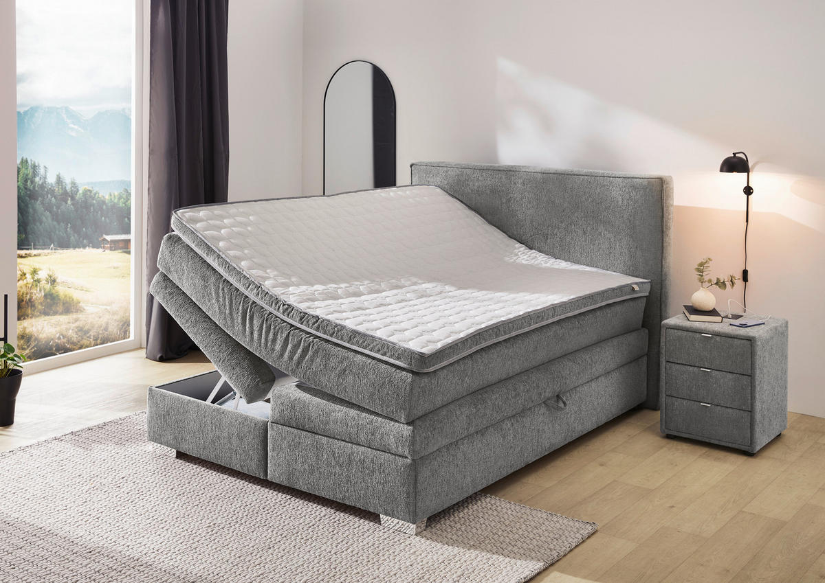 Boxspringbett  grau dunkel Liegefläche B/L: ca. 140x200 cm Theresa_Boxspringbett - grau (154,00/116,00/217,00cm)