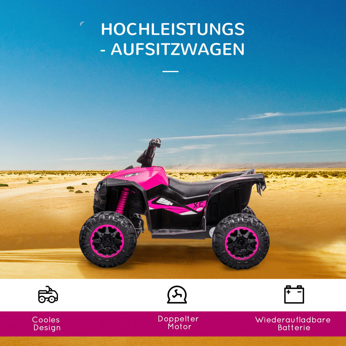 HOMCOM Elektro-Quad schwarz B/H/L: ca. 53x55,5x83 cm Elektro-Quad - schwarz/rosa (83,00/53,00/55,50cm) - HOMCOM