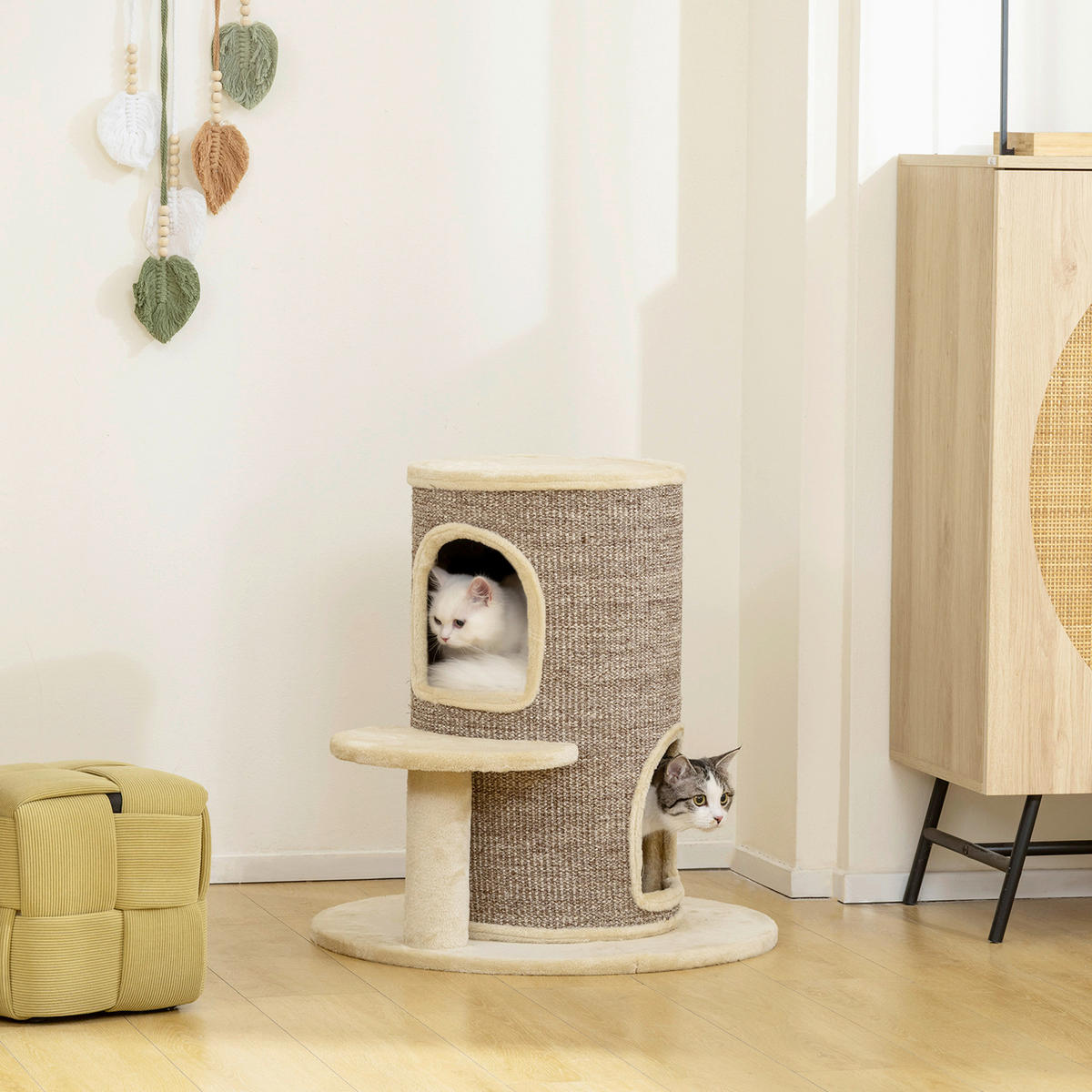 PawHut Kratztonne Kratztonne - beige (60,00/60,00/61,00cm) - PawHut