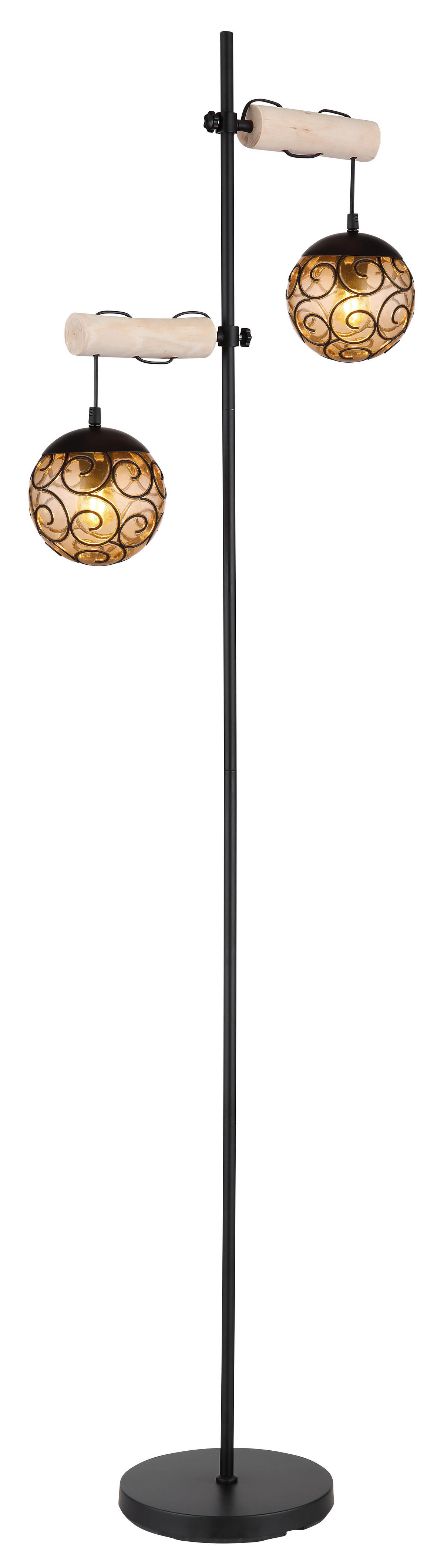 GLOBO Stehleuchte schwarz amber Metall Kunststoff B/H/T: ca. 25x168x51 cm E27 2 Brennstellen MAXI - schwarz/amber (25,00/168,00/51,00cm) - GLOBO