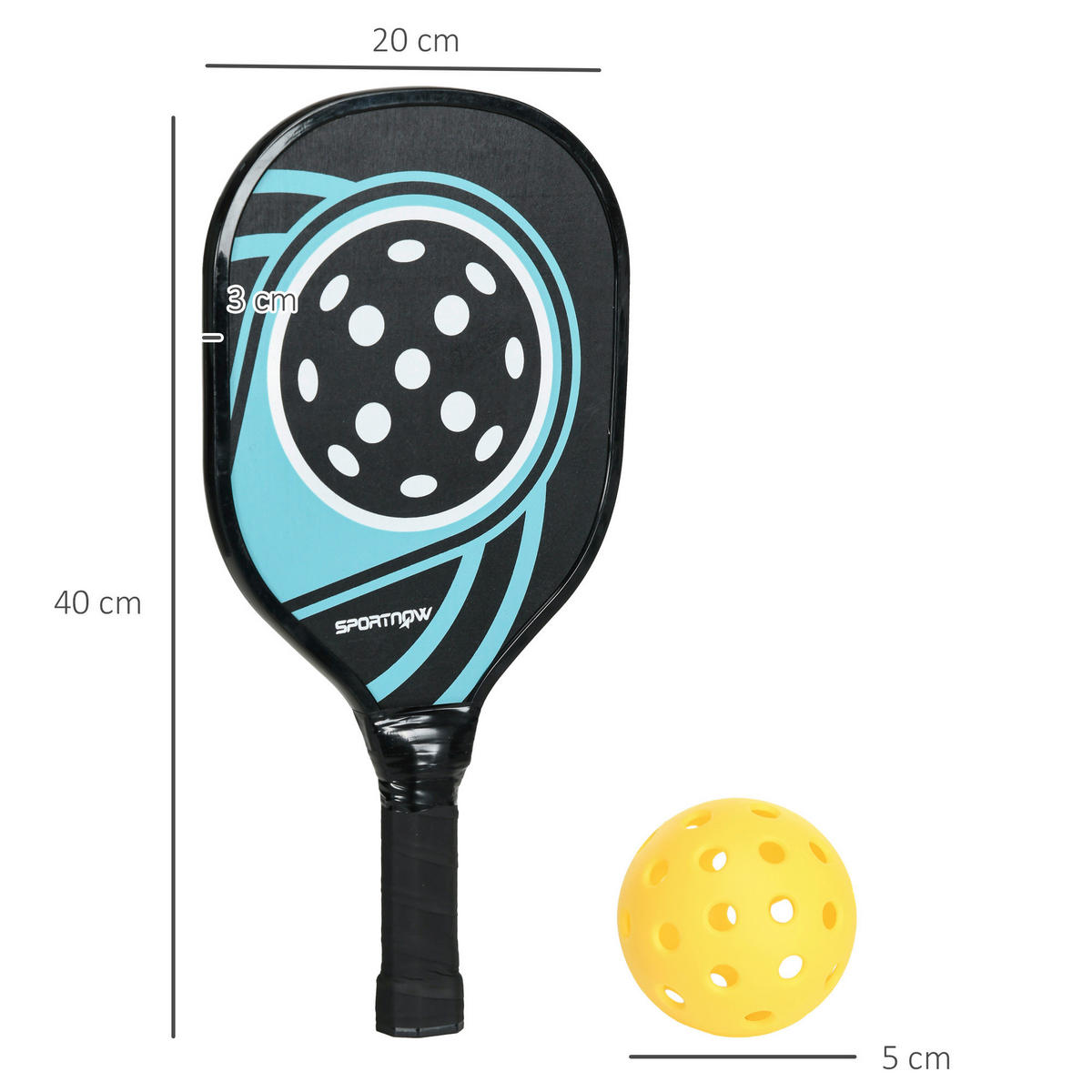 SPORTNOW Spielzeug blau B/H/L: ca. 20x40x3 cm Pickleball-Schläger-Set - blau/schwarz (3,00/20,00/40,00cm) - SPORTNOW