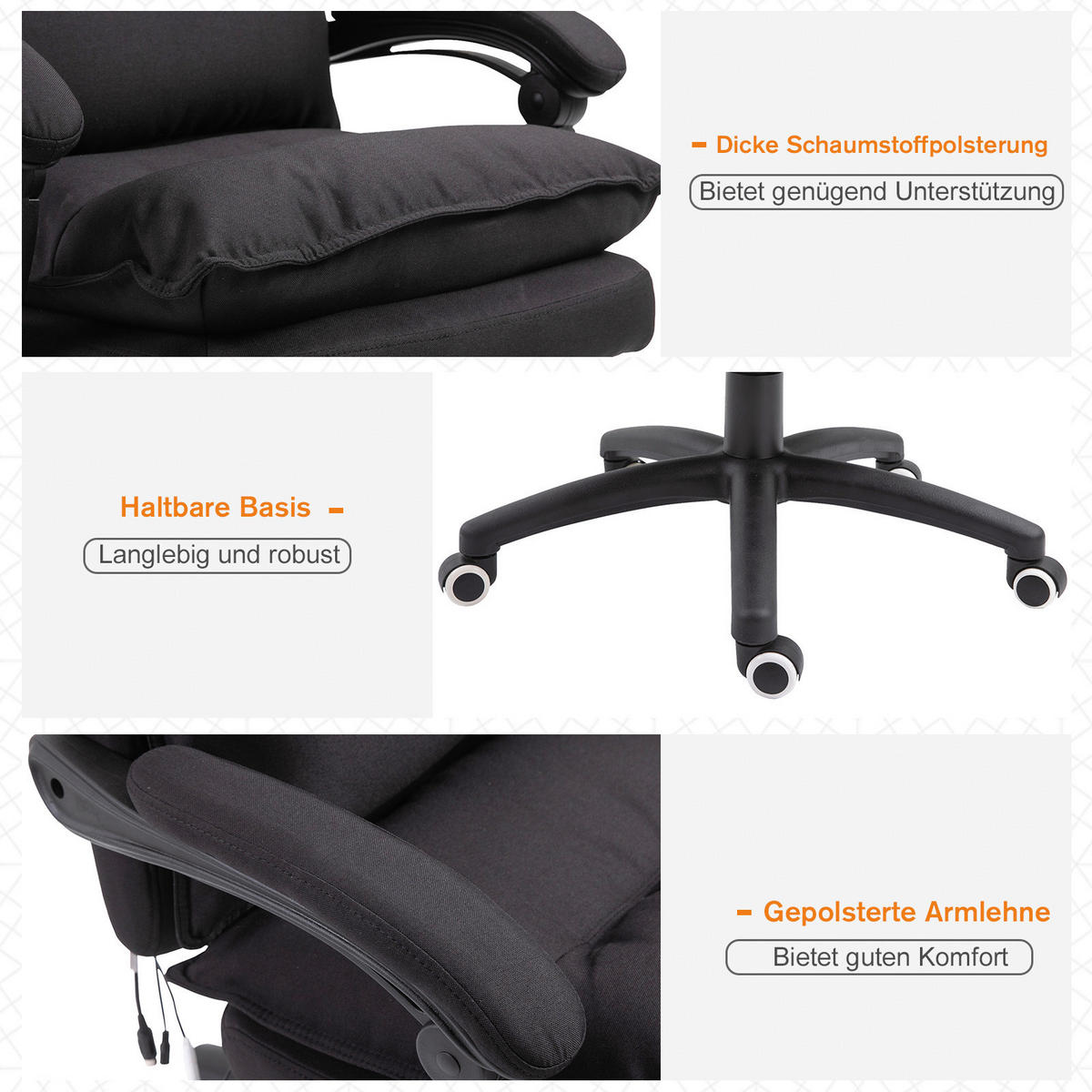 Vinsetto Massagestuhl MH02-0758 schwarz Schaumstoff Nylon Massagestuhl MH921-232BK - schwarz - Vinsetto