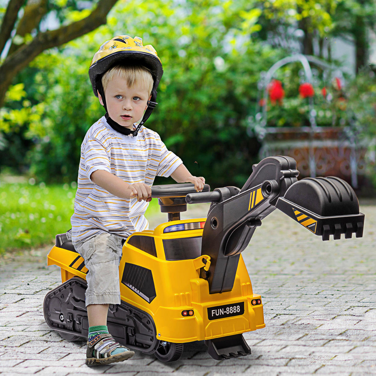 HOMCOM Kinder-Fahrzeug gelb B/H/L: ca. 43x100x48,5 cm Sitzbagger - gelb (48,50/43,00/100,00cm) - HOMCOM