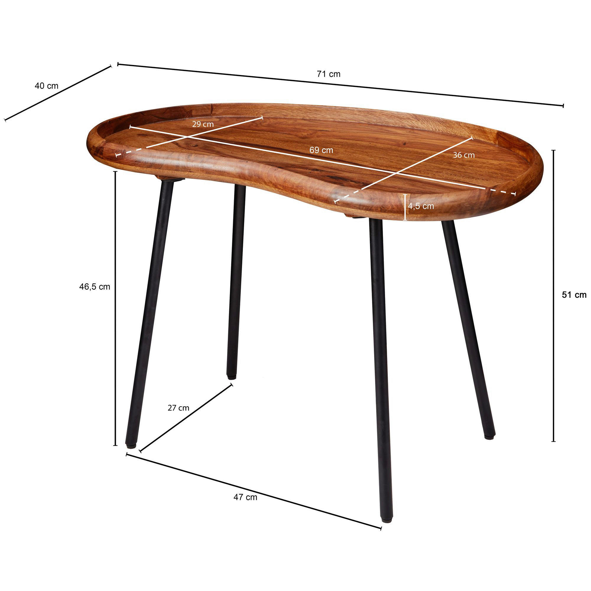 Couchtisch braun B/H/T: ca. 71x51x40 cm Couchtisch - braun (71,00/51,00/40,00cm) - Wohnling
