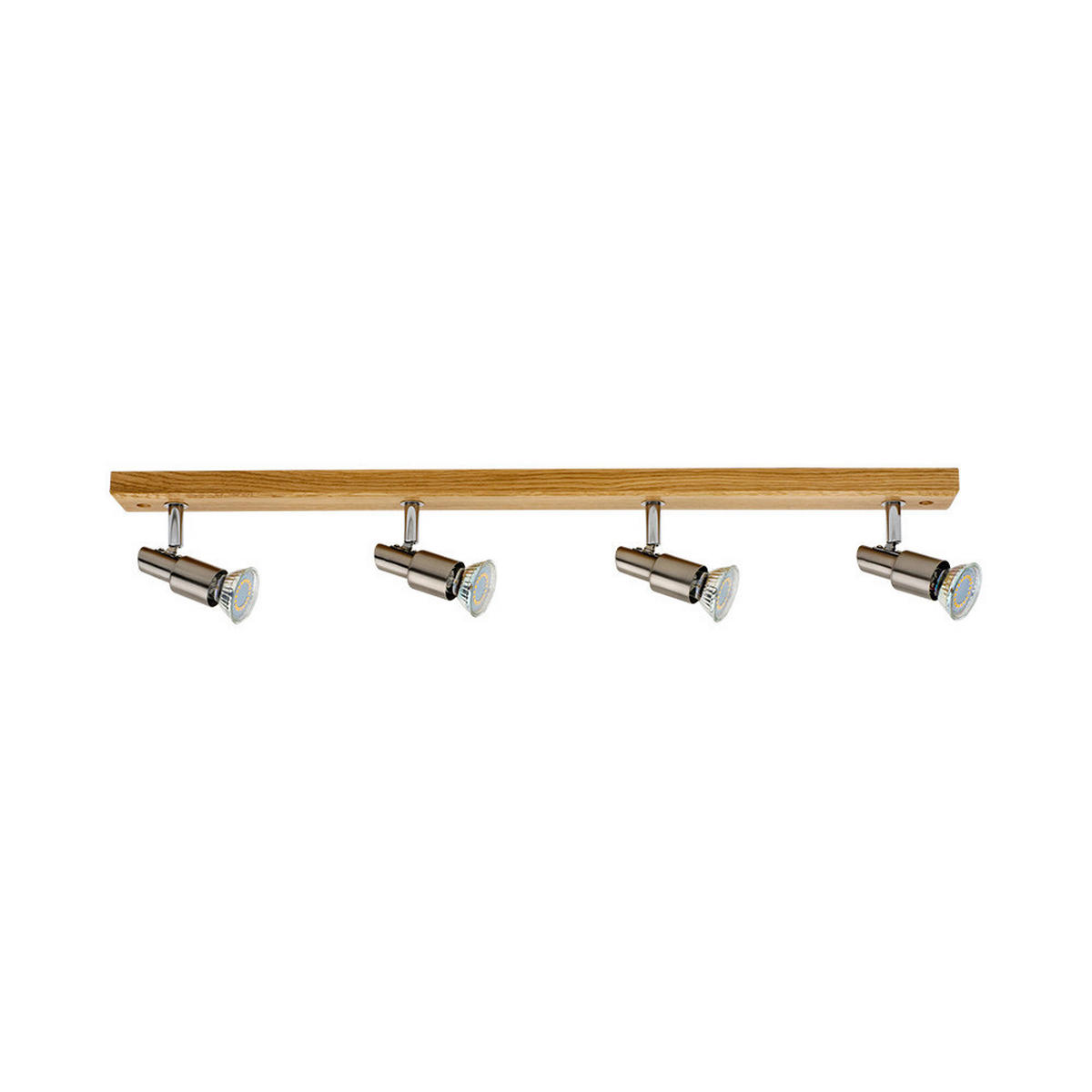 SPOT Light Spotbalken 2998470 Eiche nickel matt Echtholz Metall H/L: ca. 15x78 cm GU10 4 Brennstellen Classic Wood - Eiche/nickel matt (78,00cm) - SPOT Light